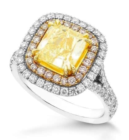 Fancy colored yellow diamond in a $25k engagement ring